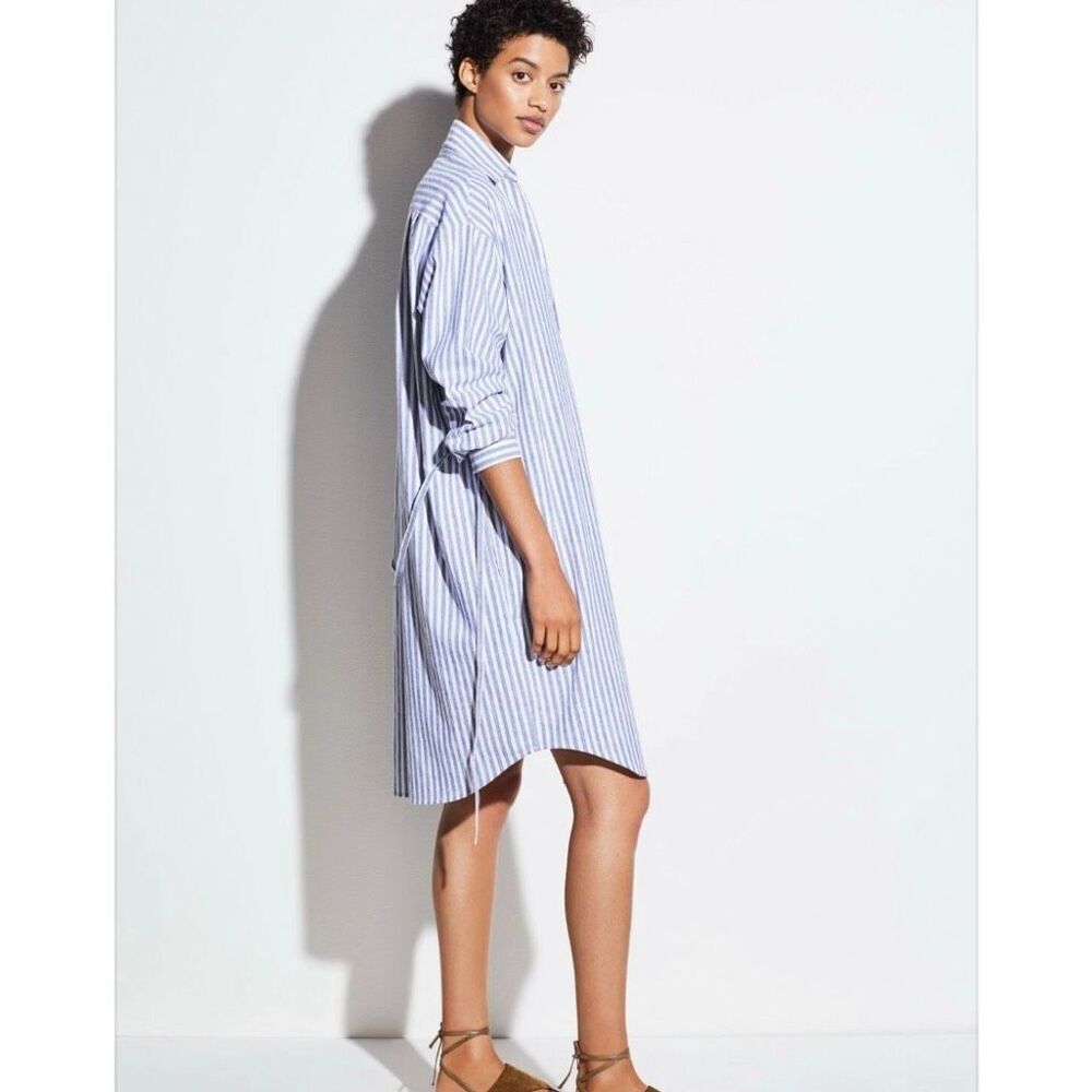VINCE striped button down shirt dress size large - Picture 2 of 7